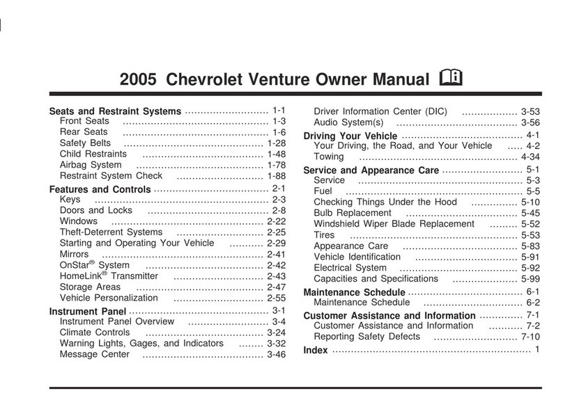 Chevrolet VENTURE 2005 owner's manual