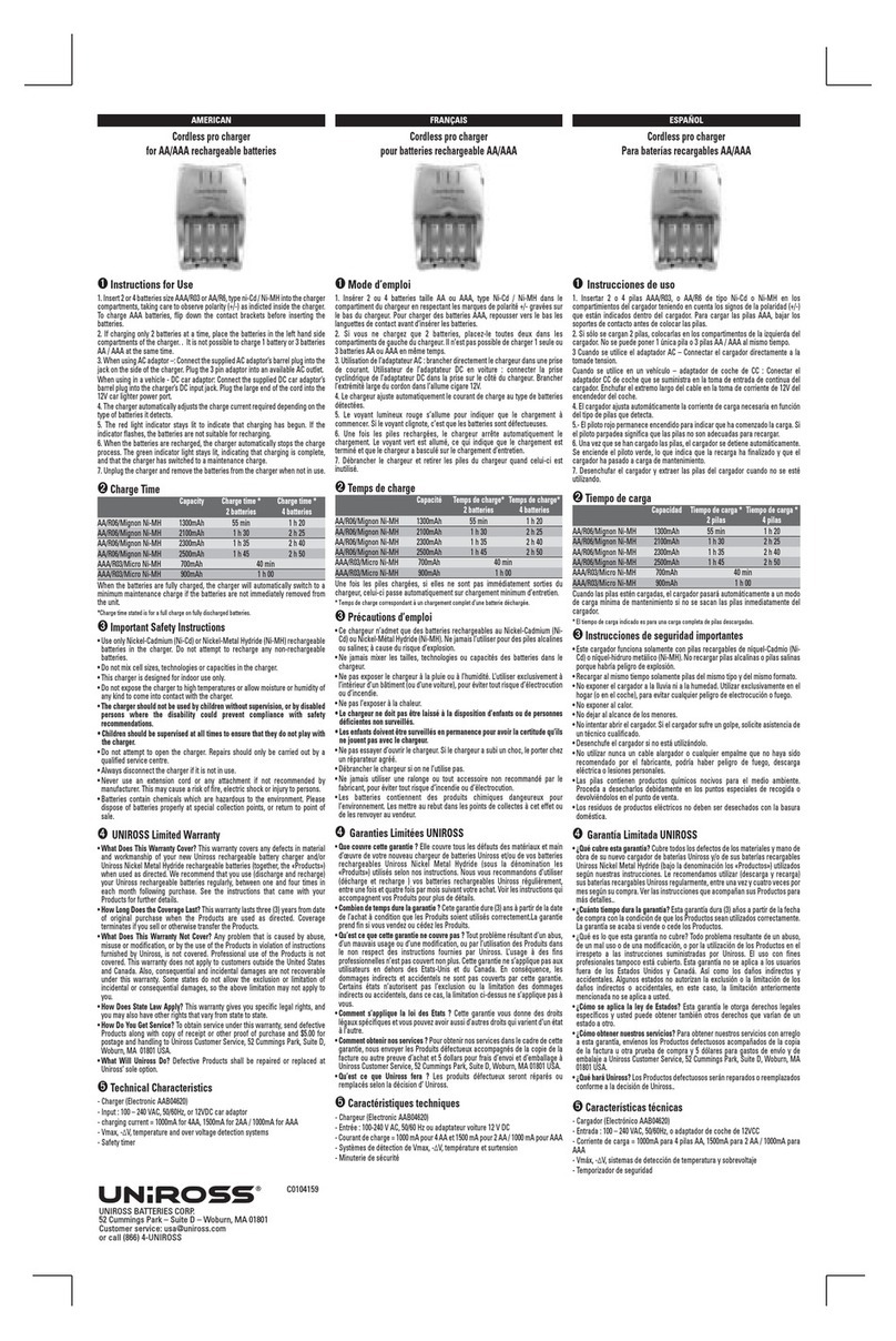 UNIROSS CORDLESS PRO CHARGER User manual