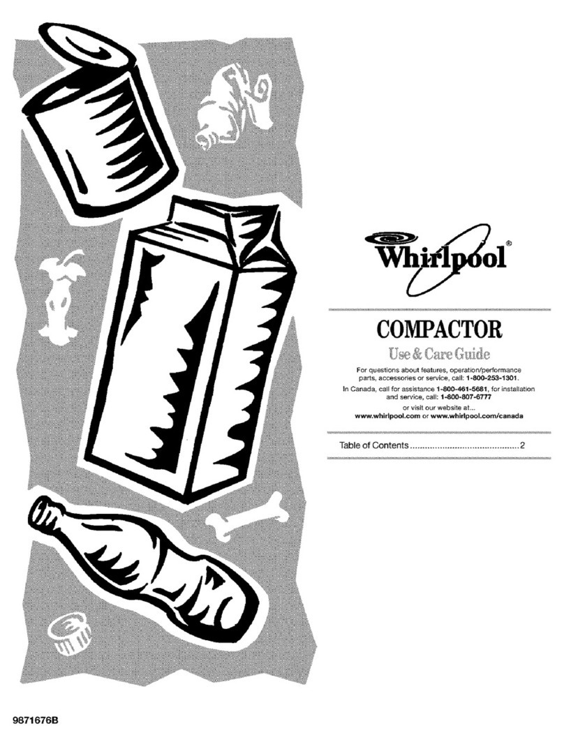 Whirlpool GX900QPLQ - 15" Trash Compactor Use and care guide