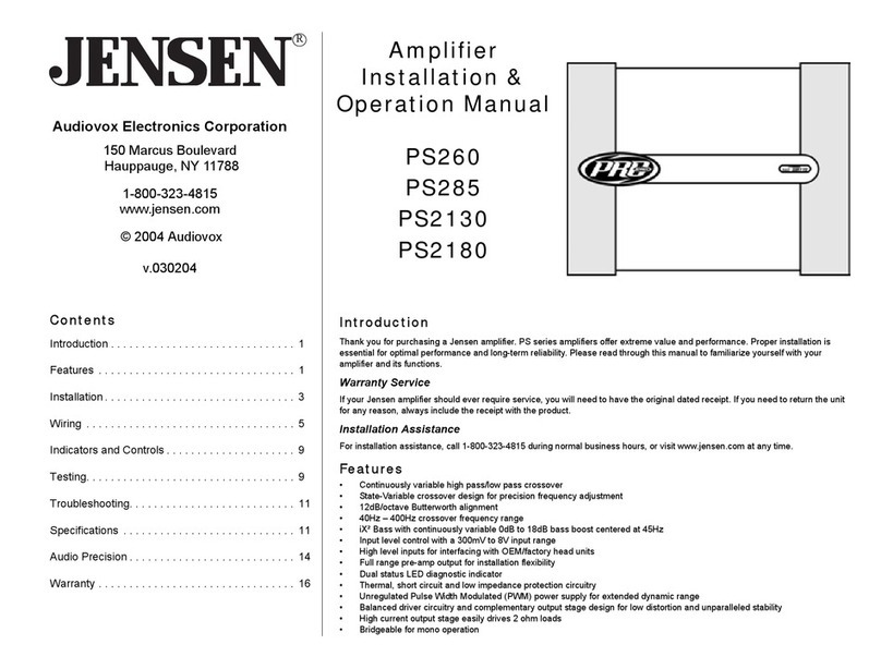 Jensen PS2130 - Amplifier Installation & operation manual