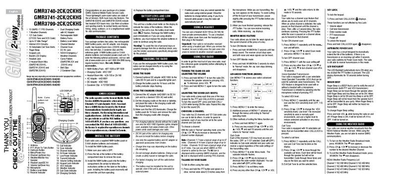 Uniden GMR3799-2CK User manual