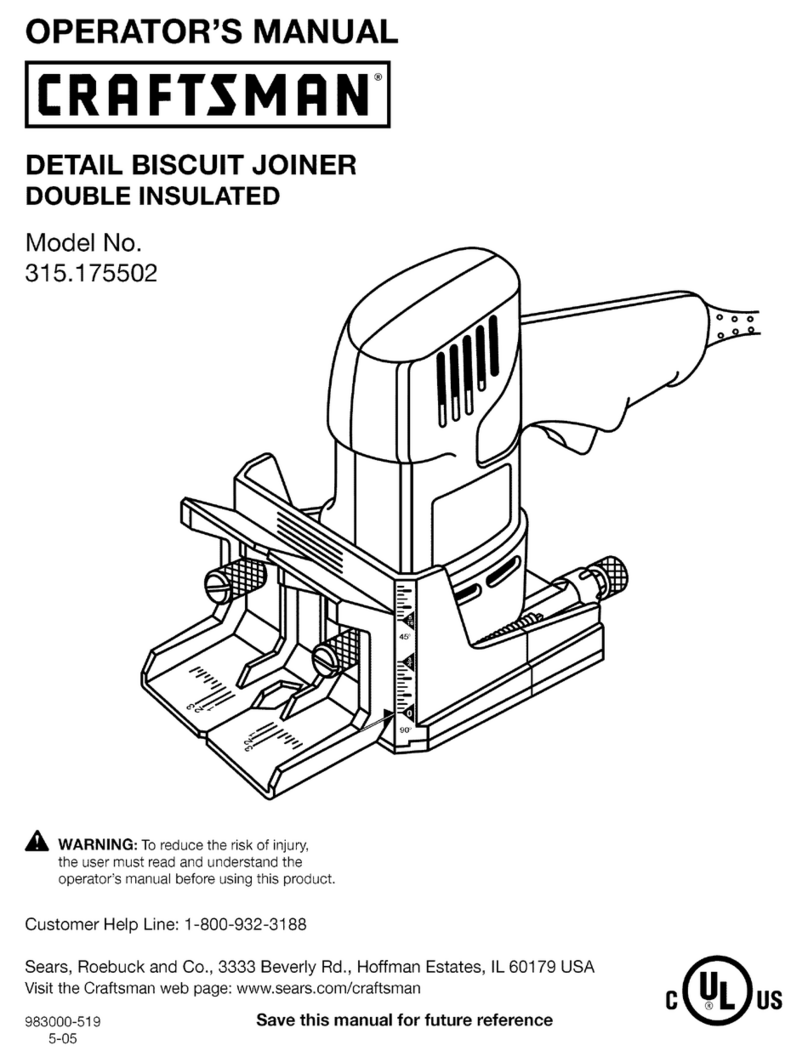 Craftsman 17550 - 3.5 Amp Detail Biscuit Jointer User manual