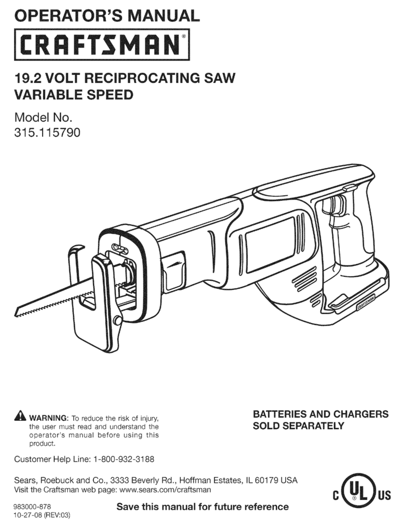 Craftsman 11579 - C3 19.2 Volt DieHard Reciprocating... User manual