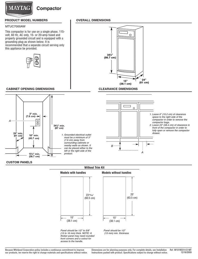Maytag MTUC7000AW Product dimensions