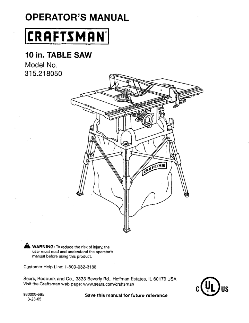 Craftsman 21805 - 10 in. Table Saw Operator's manual