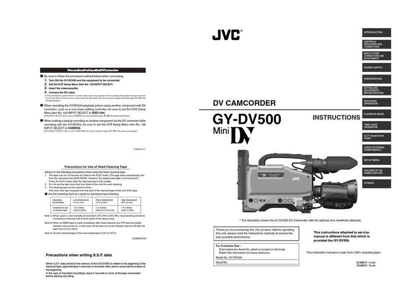 JVC GY-DV500E - Pal Professional Dv Camcorder instructions
