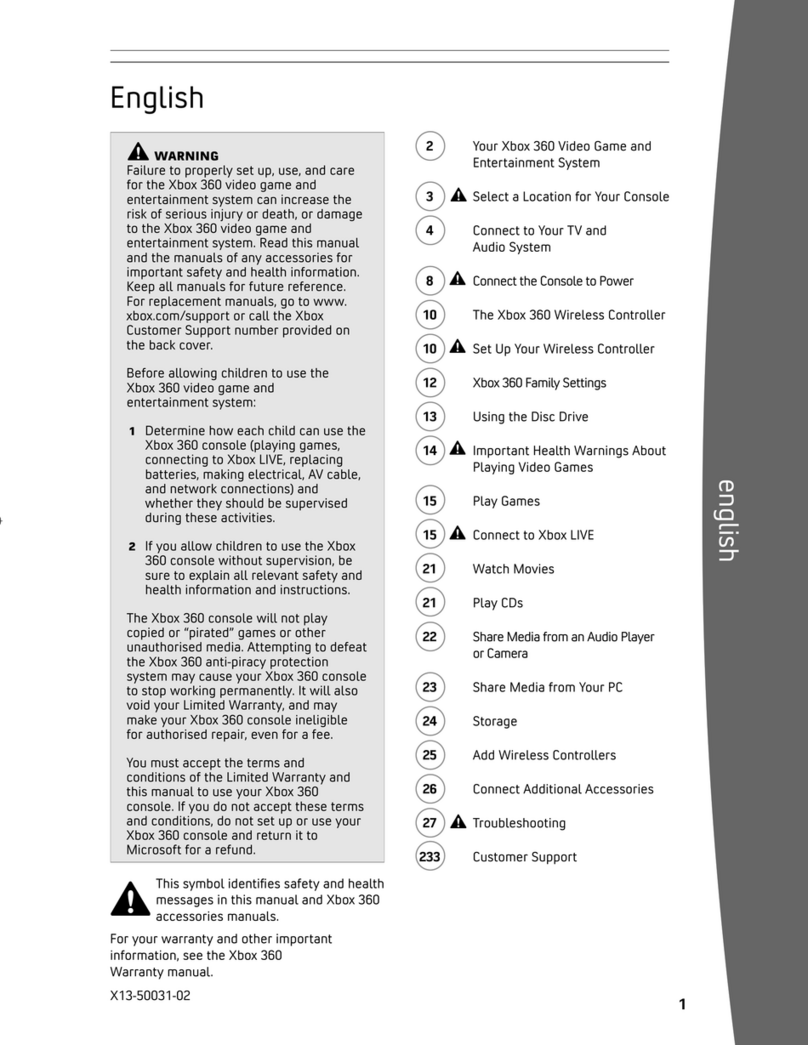 Microsoft 52V-00088 -  360 Elite System Game Console User manual
