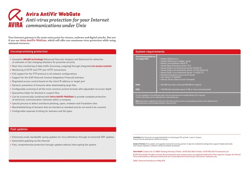 AVIRA ANTIVIR WEBGATE User manual