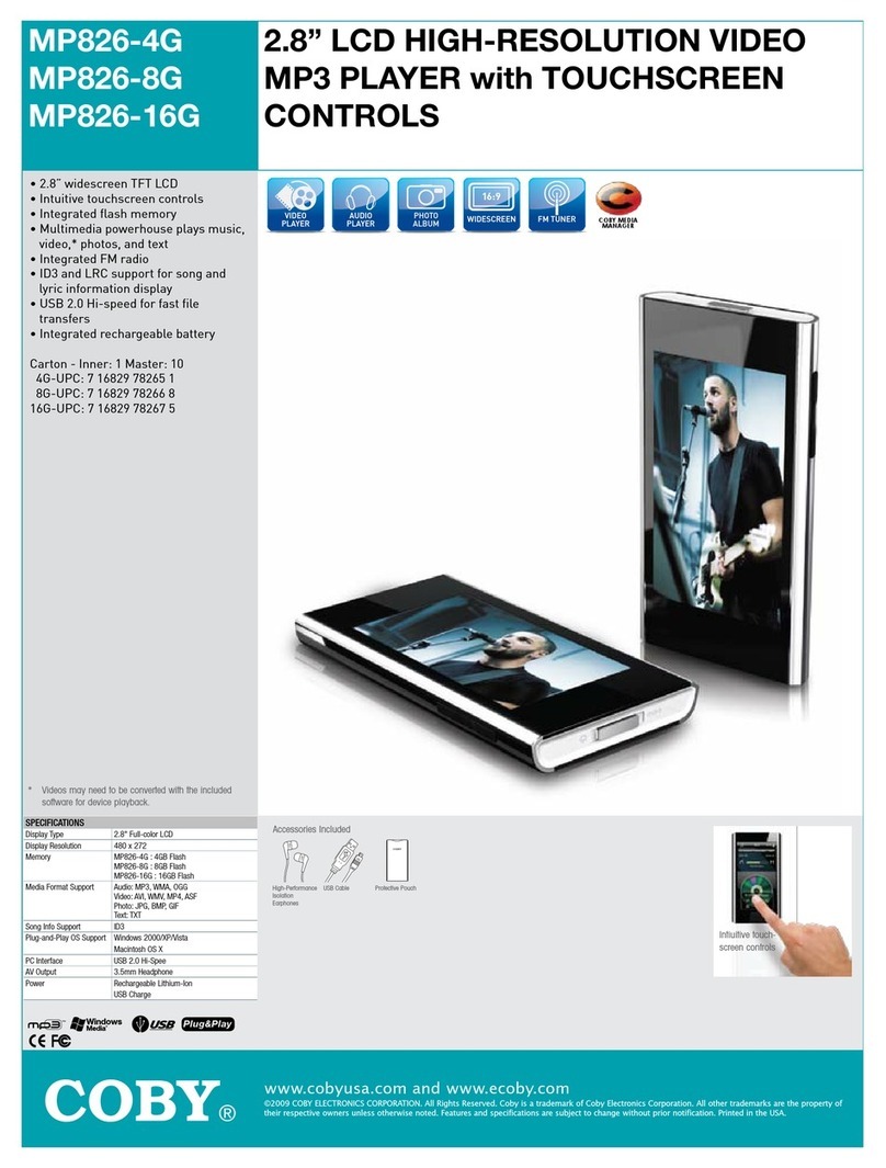 Coby MP826-16GBLK Specifications