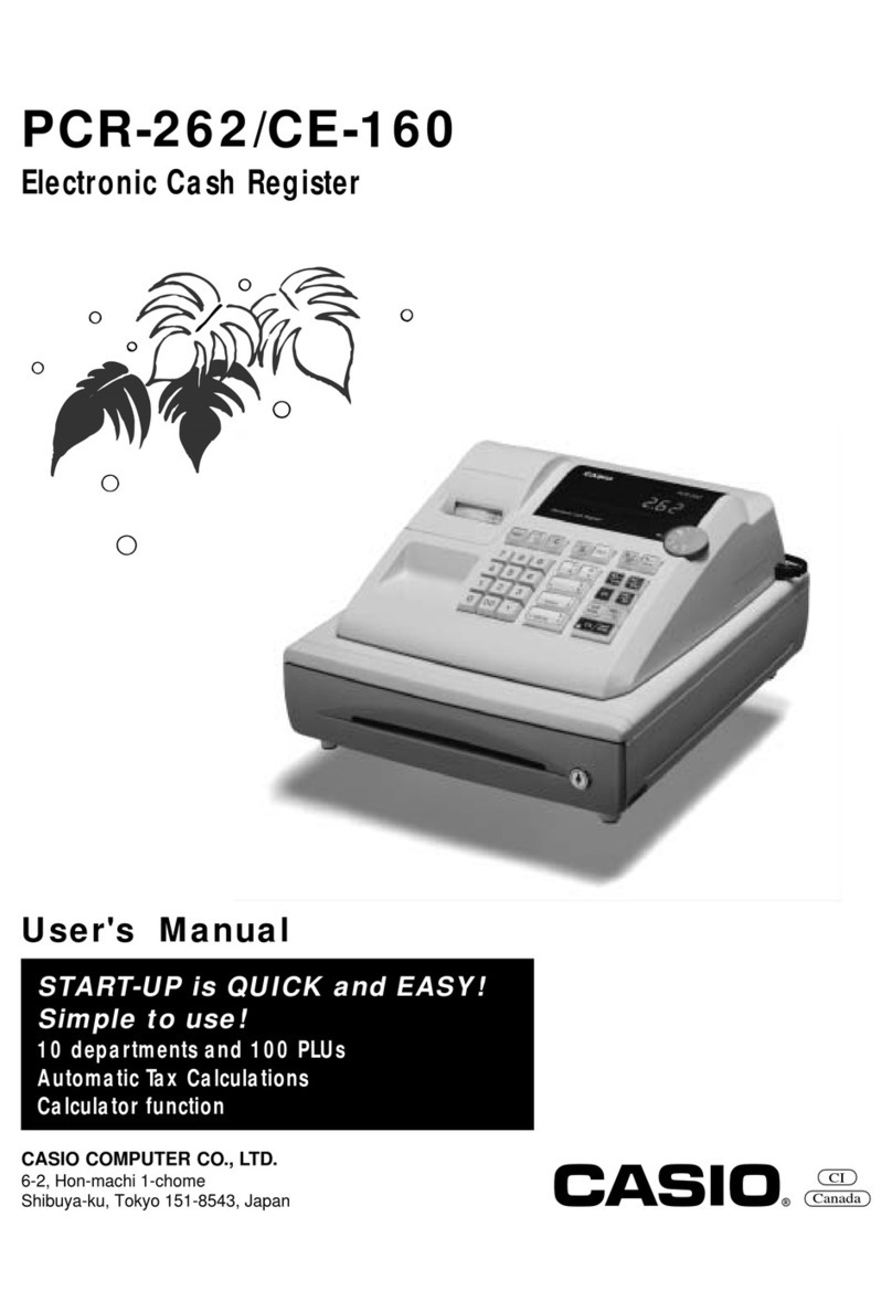 Casio PCR 262 - Personal Cash Reg 10DEPT/100 Price Look UPS/8CLERK Impact... user manual