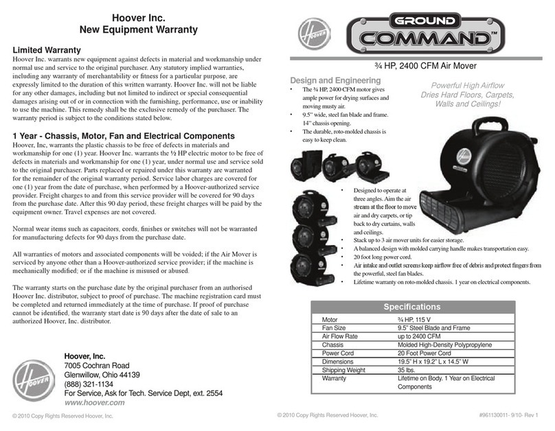 Hoover CH82005 User manual