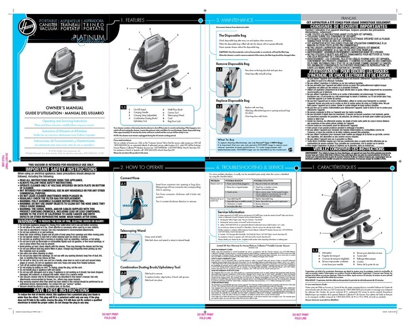 Hoover SH10000 User manual