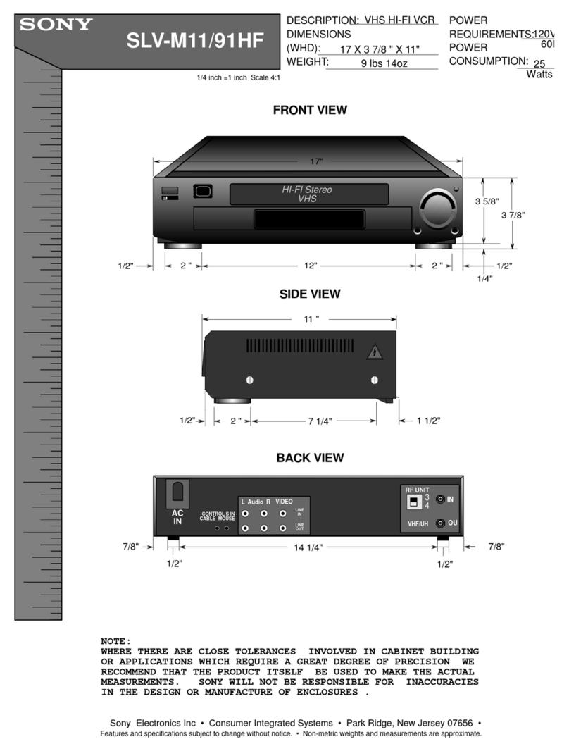 Sony SLV-M11HF - Video Cassette Recorder User guide