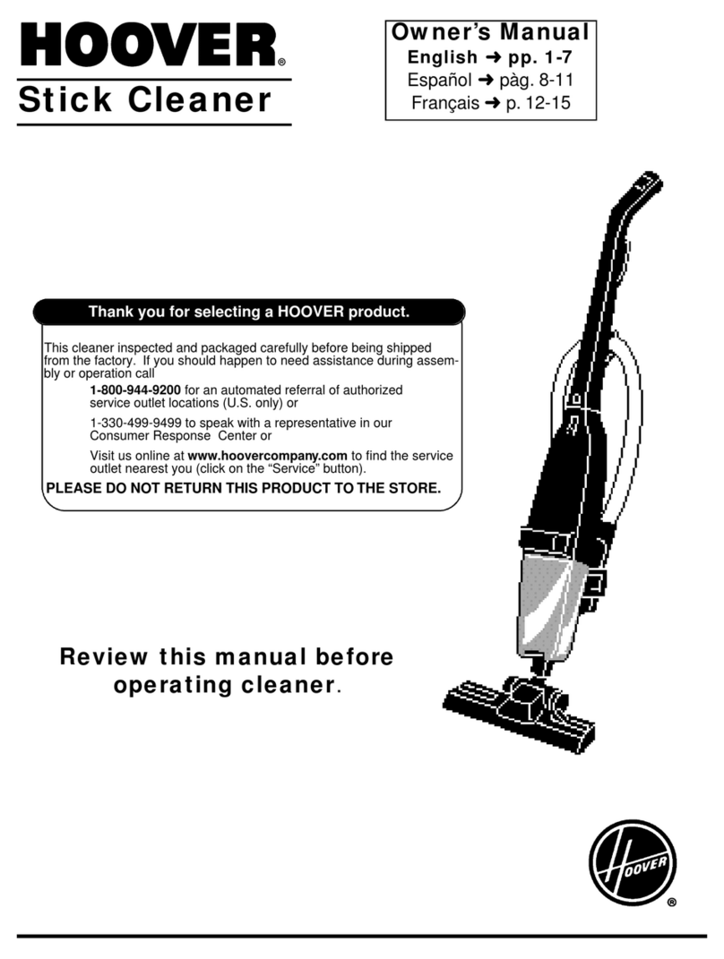 Hoover Stick Cleaner S2535 owner's manual