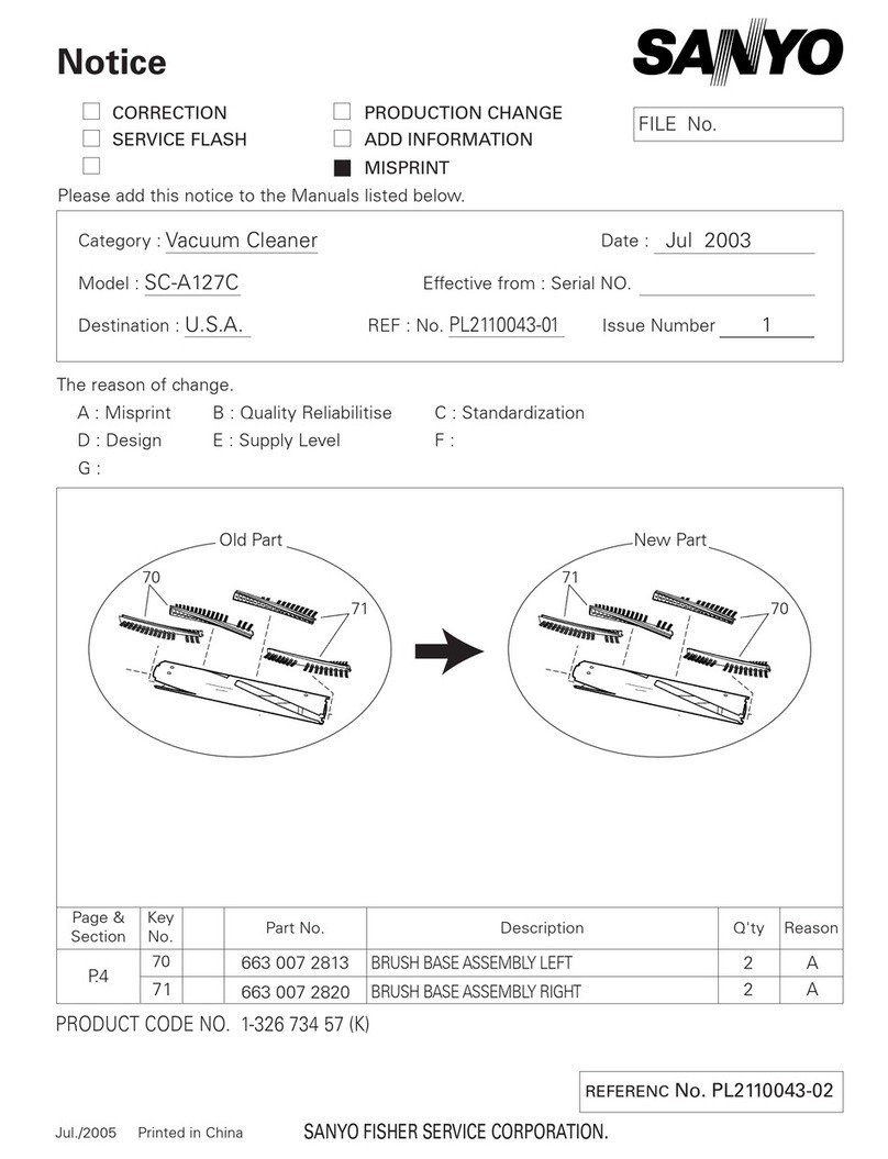 Sanyo SC-A127C - Upright Commerical Vacuum Cleaner User manual