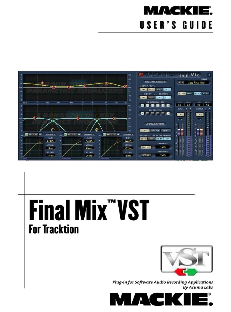 Mackie FINAL MIX VST - FOR TRACKTION User manual