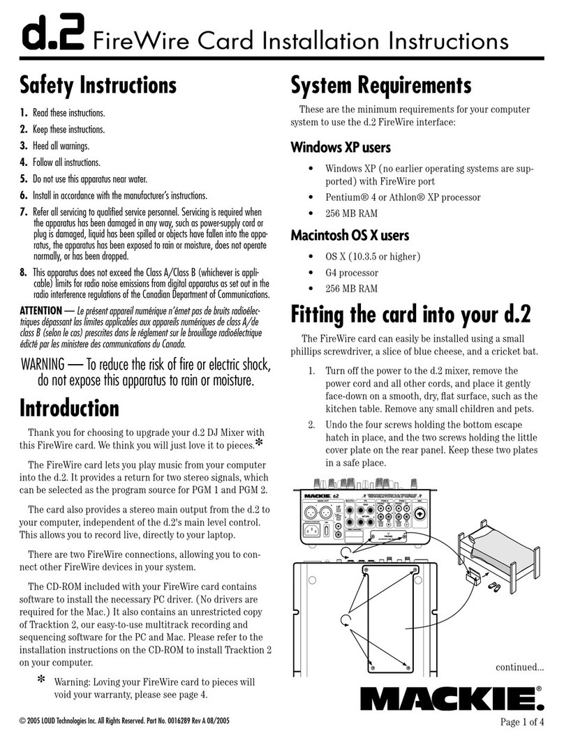 Mackie D.2 Instalation instructions