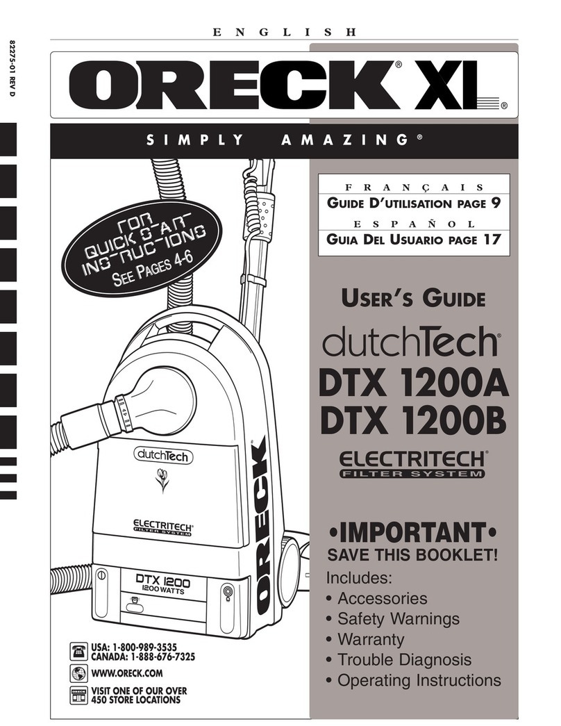 Oreck DTX1200 User manual