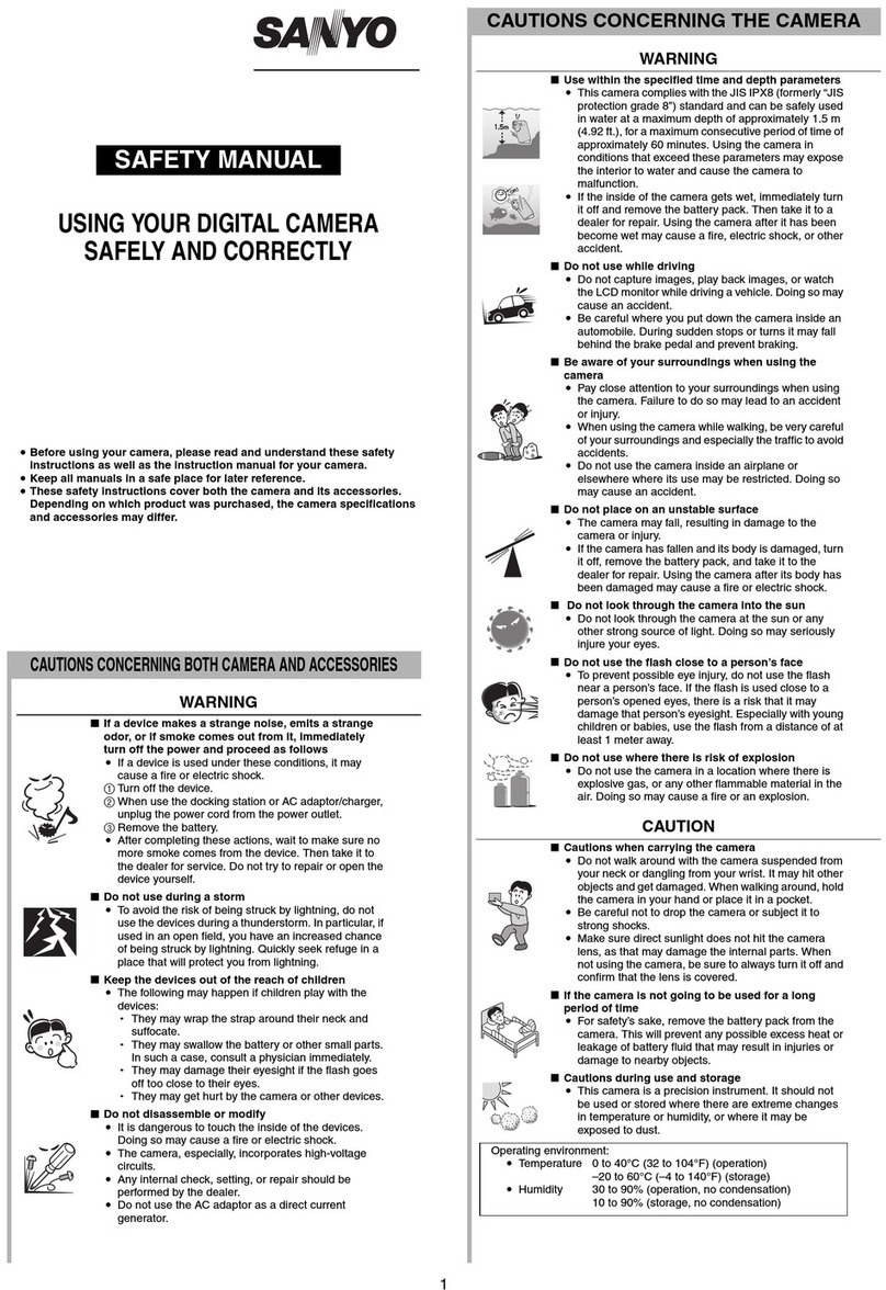 Sanyo VPC CA6 - Xacti Camcorder - 6.0 MP Safety manual