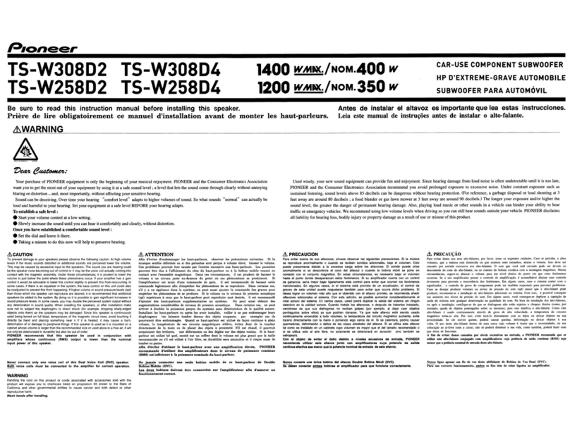 Pioneer TS-W258D4 - Car Subwoofer Driver User manual