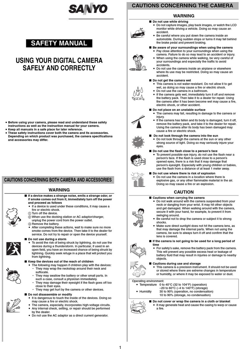 Sanyo VPC E1 - Xacti Camcorder - 6.0 MP Safety manual