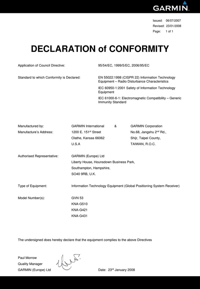 Garmin GVN 53 - Navigation System Declaration of conformity