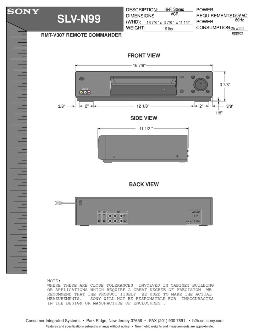 Sony SLV-N99 - Video Cassette Recorder User guide Sony SLV-N99 - Video Cassette Recorder User guide