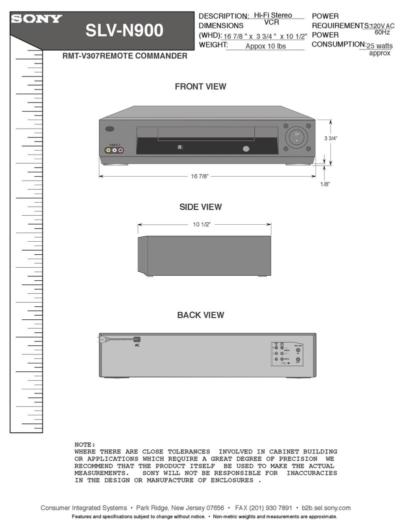 Sony SLV-N900 - 4 Head Hi-fi Stereo Vhs Video Cassette... User guide