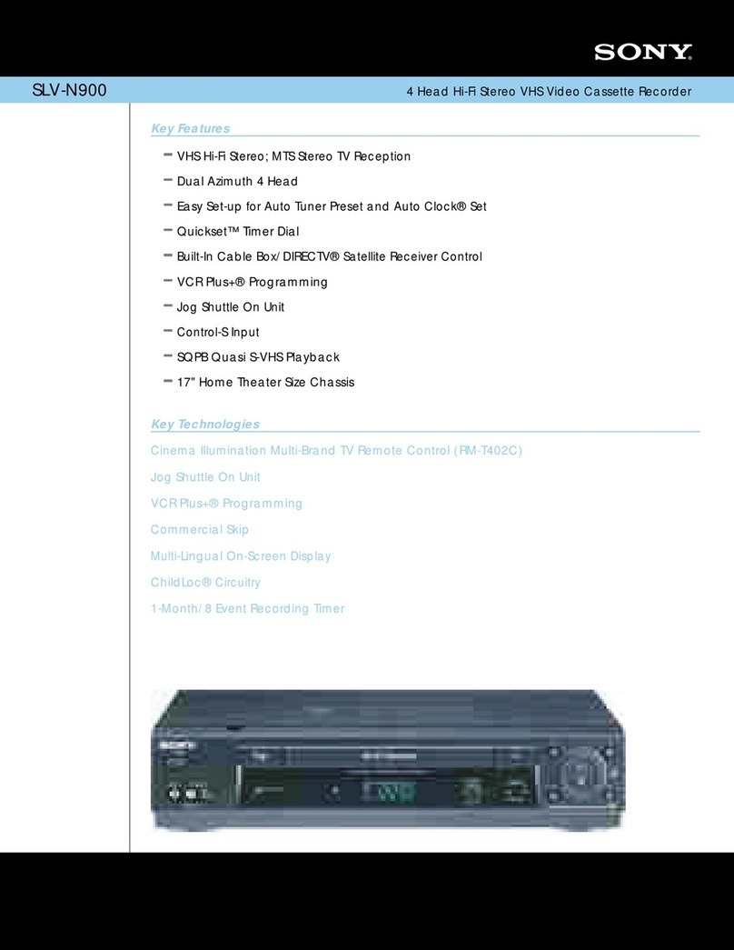 Sony SLV-N900 - 4 Head Hi-fi Stereo Vhs Video Cassette... User manual