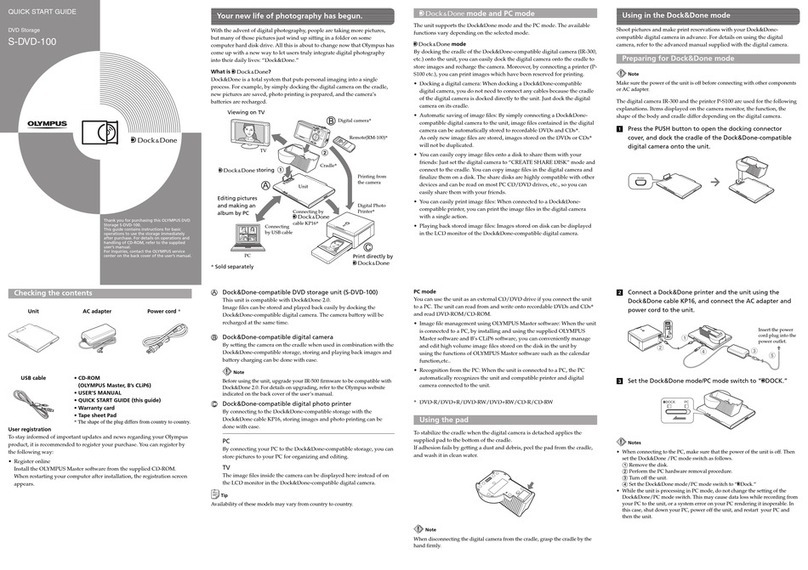 Olympus Dock & Done S-DVD-100 quick start guide