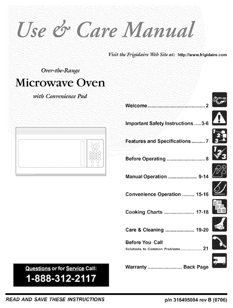 Frigidaire CFMV157GCA Use & care manual