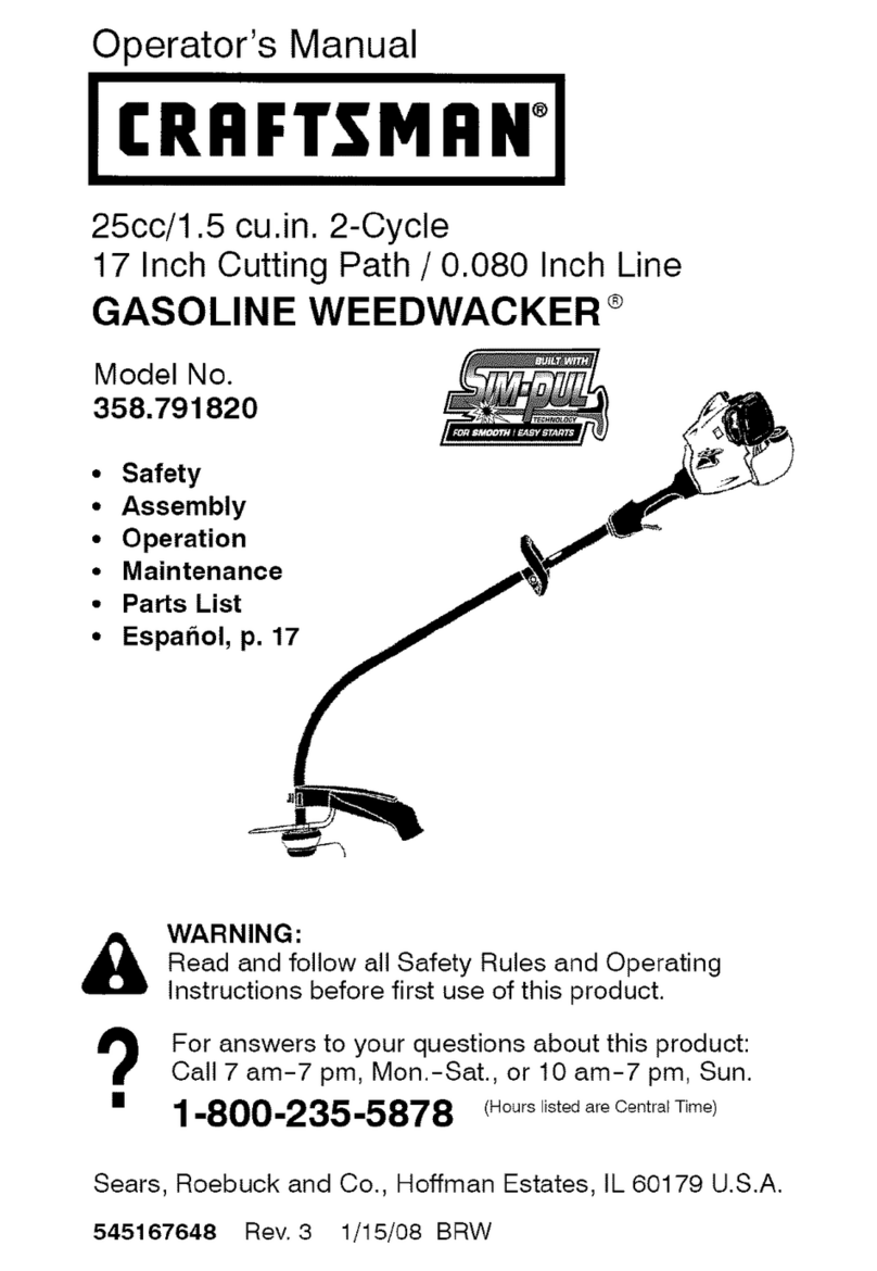 Craftsman WEEDWACKER 358.791820 Operator's manual