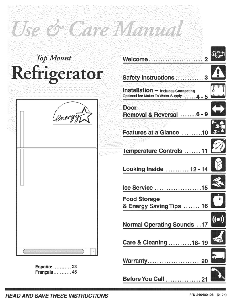 Frigidaire FRT18S6AQ2 Use & care manual