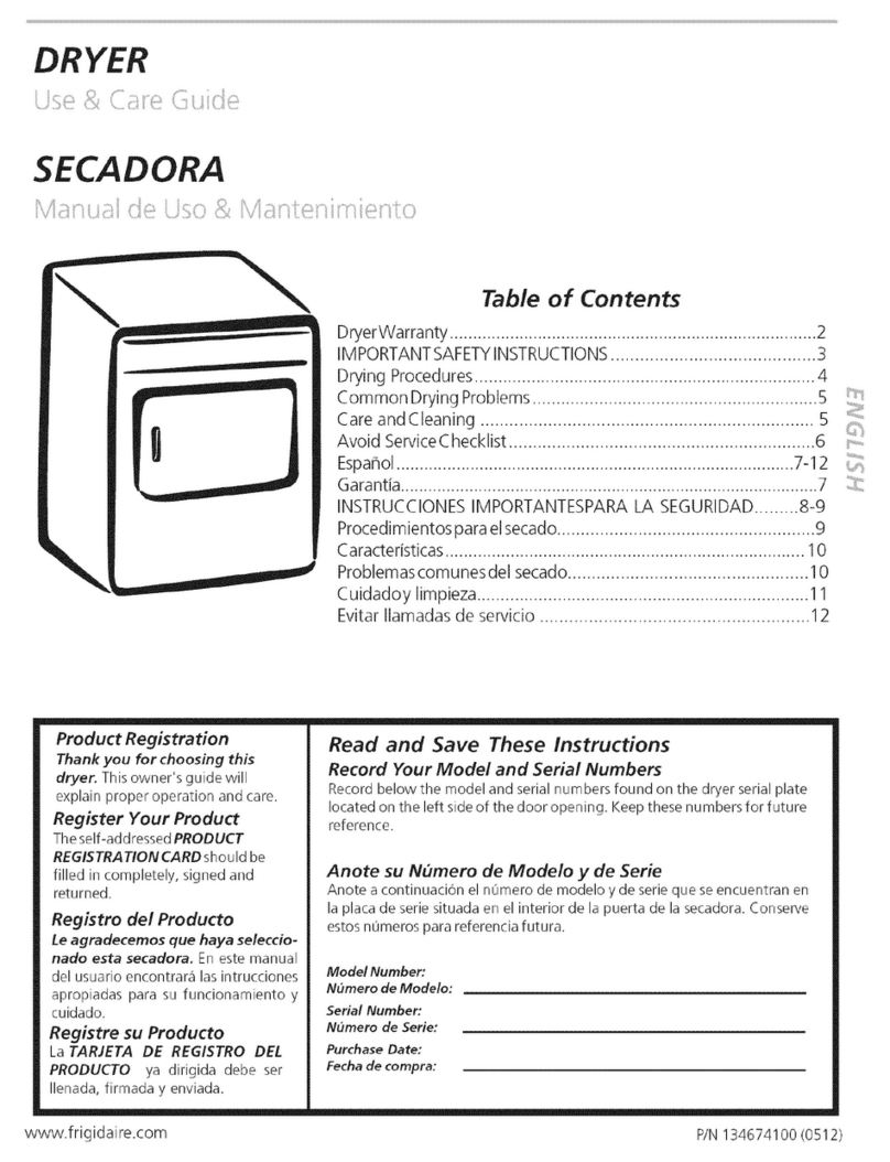 Frigidaire GLGQ2152ES0 Use & care guide