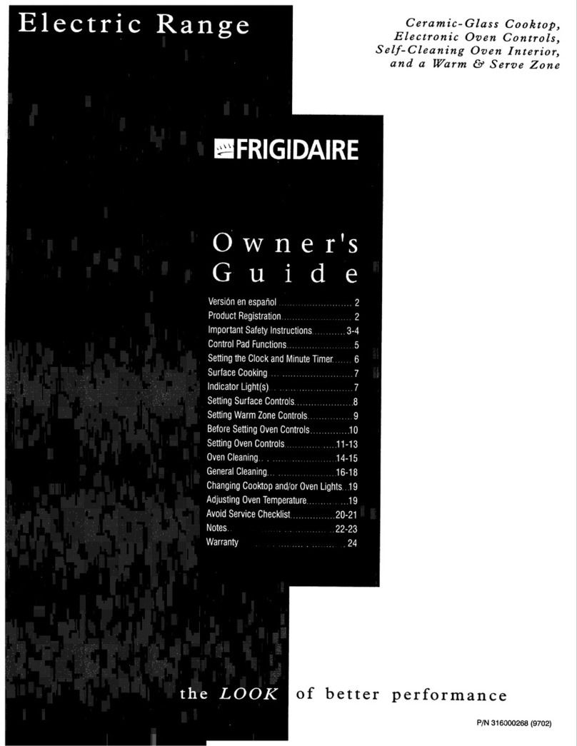 Frigidaire FEF365BGDB owner's guide
