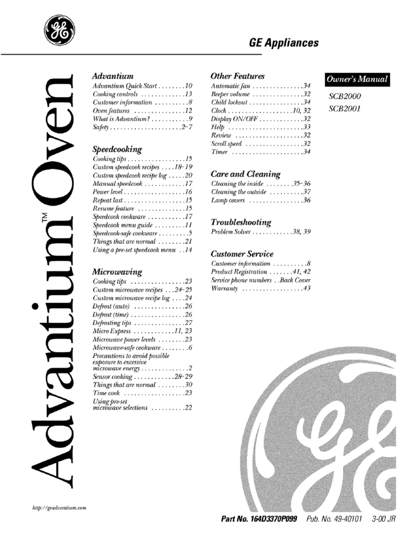 GE Advantium SCB2000 User manual