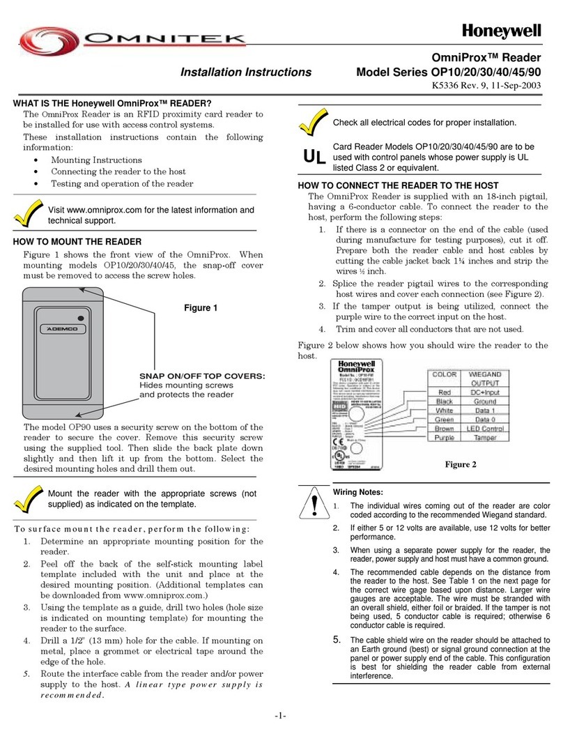 OmniTek OMNIPROX READER OP10 installation instructions