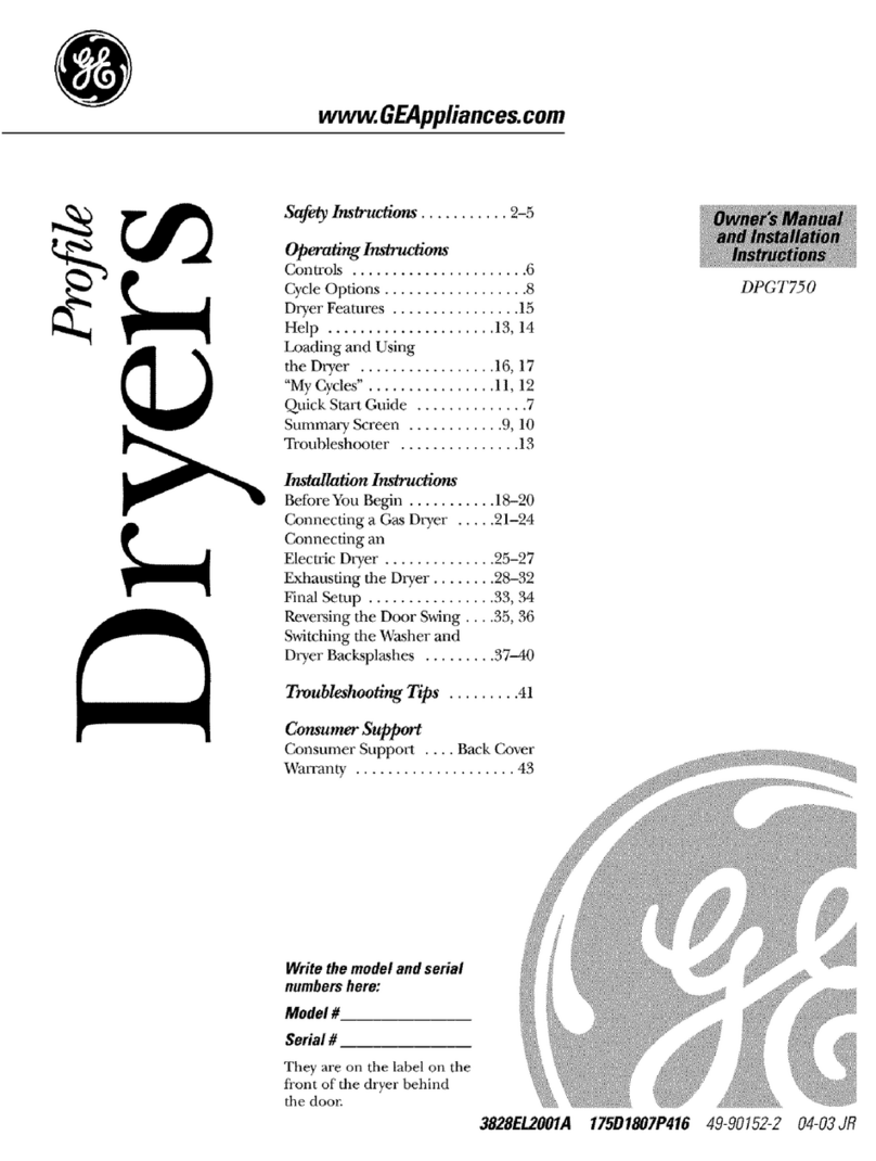 GE Profile DPGT750 Operating instructions