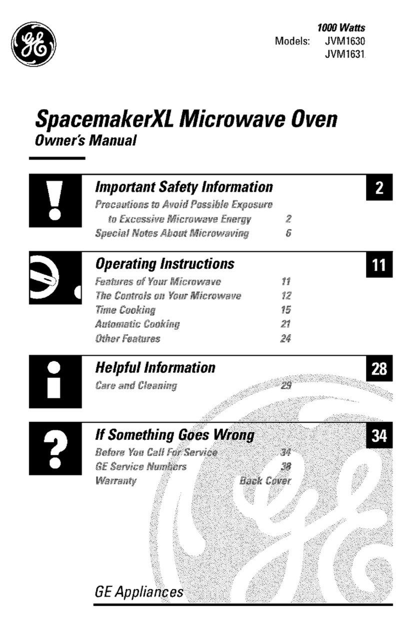 GE SpacemakerXL JVM1630 User manual