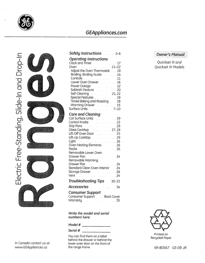 GE QuicksetcIII User manual