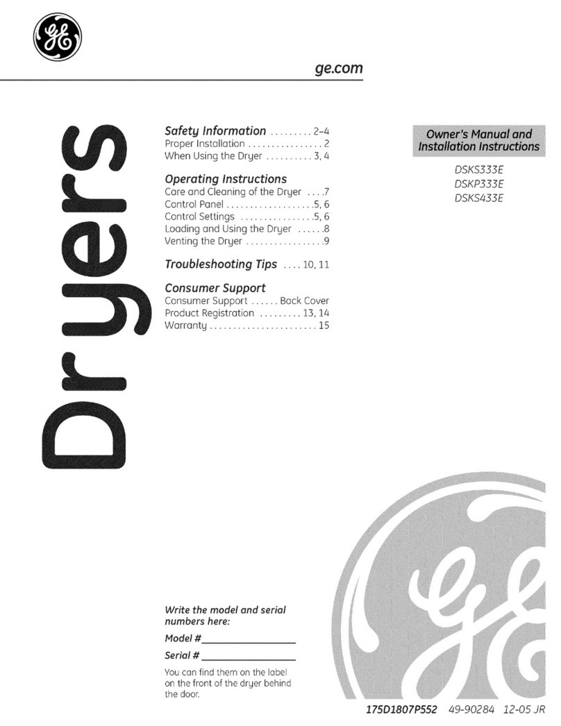 GE DSKS333E Operating instructions