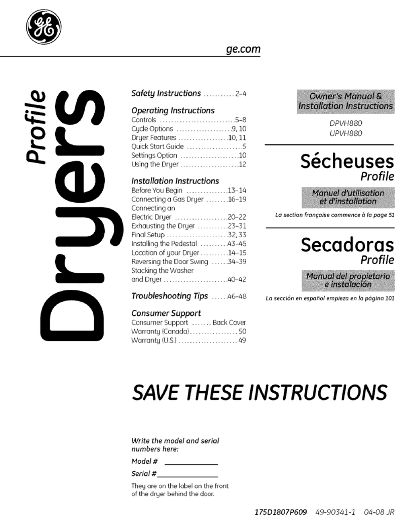 GE Profile DPVH880 Original instructions