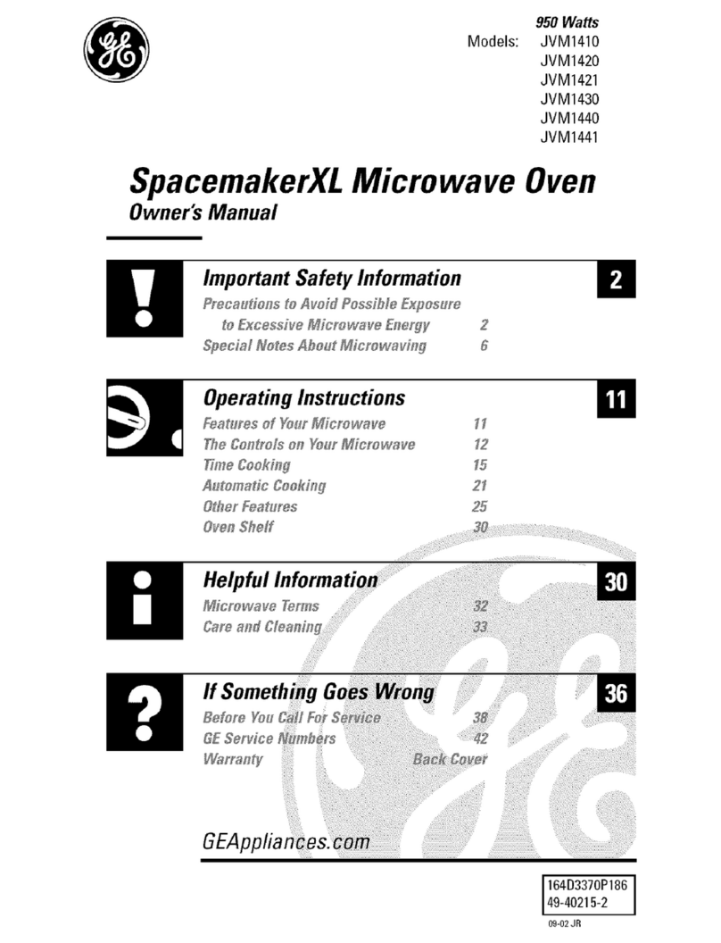 GE SpacemakerXL JVM1410 owner's manual