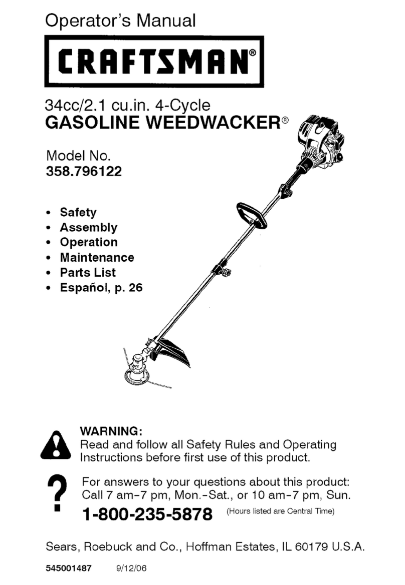 Craftsman WEEDWACKER 358.796122 Operator's manual