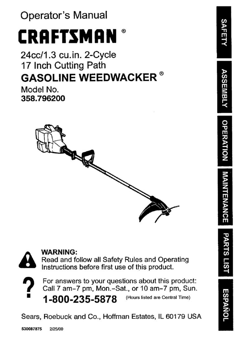 Craftsman WEEDWACKER 358.796200 Operator's manual