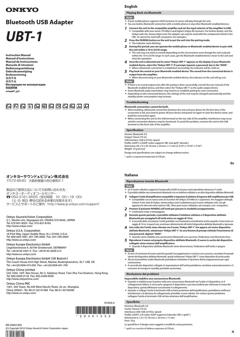 Onkyo UBT-1 User manual