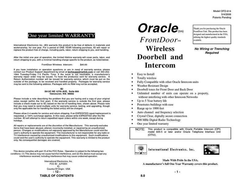 Oracle FRONTDOOR OFD-614 User manual