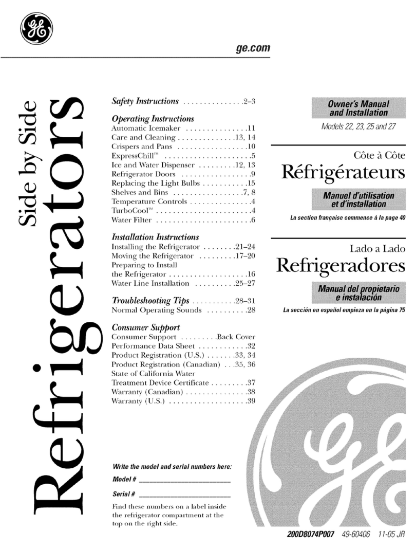 GE GSF25TGTBBB and Safety guide GE GSF25TGTBBB and Safety guide