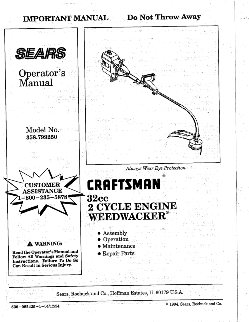 Craftsman WEEDWACKER 358.799250 Operator's manual