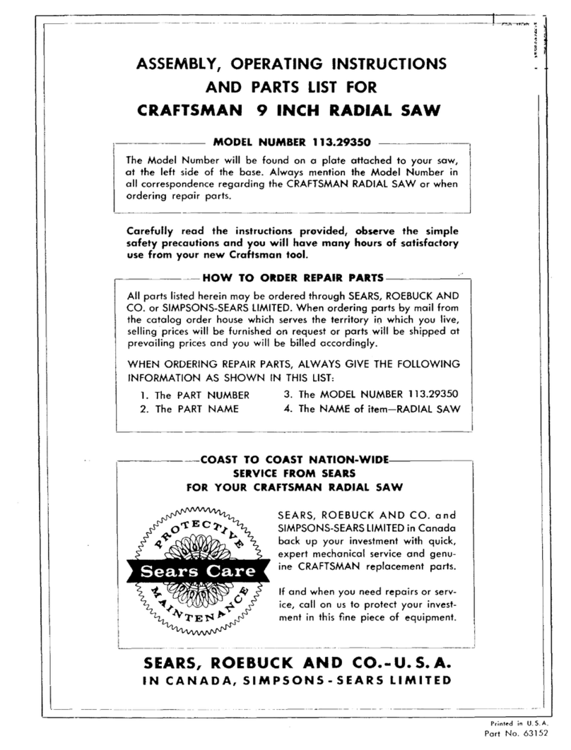 Craftsman 113.29350 Operating instructions and parts list
